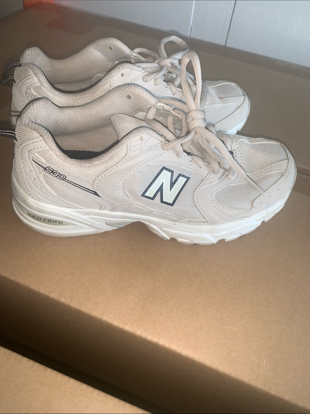 New Balance White and Gray Walking Sneakers